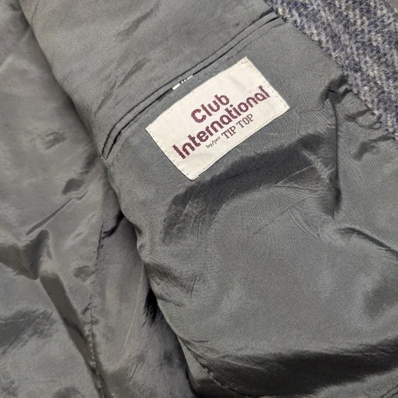 Vintage 100% Wool Herringbone Double Breasted Blazer Made in Canada - Picture 10 of 10